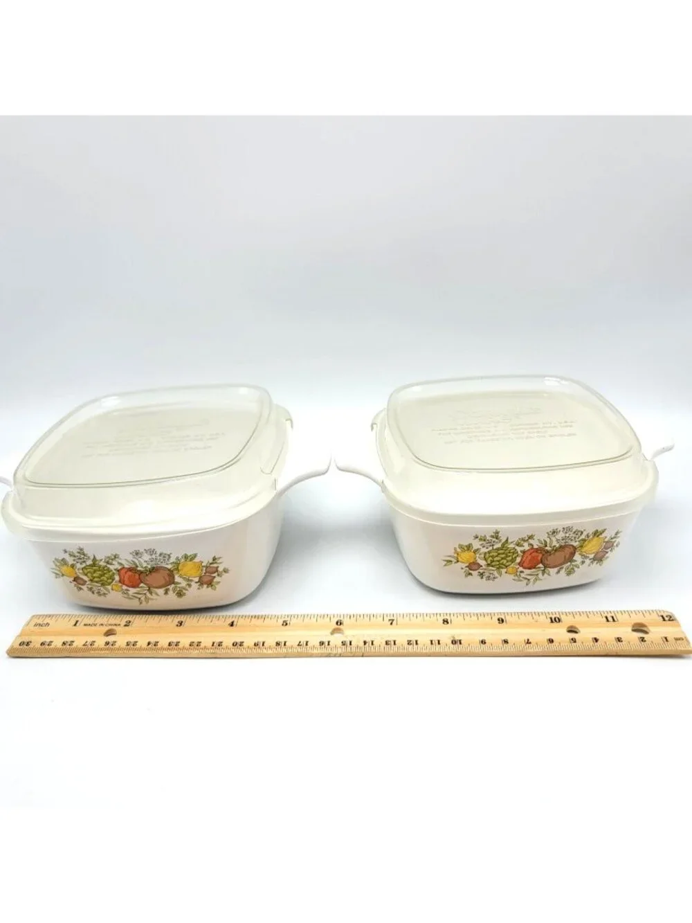 2 Corning Ware Spice Life 2 3/4 Casserole Dish Bowls P43B Plastic Lids Onion